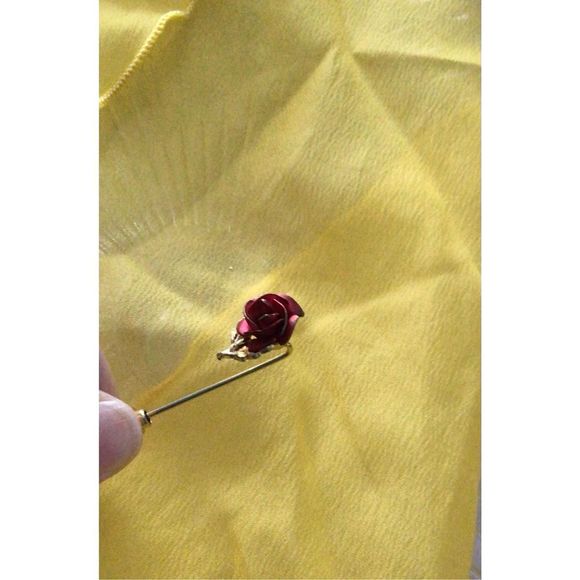 Vintage Lapel Pin Red Rose Stick Pin Lapel Pin - Picture 3 of 10